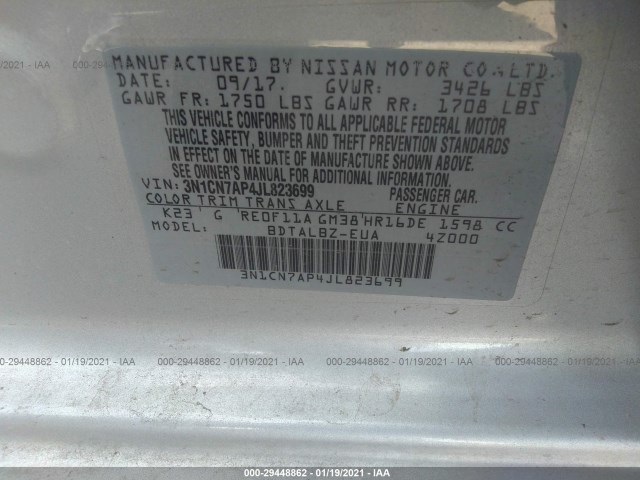 Photo 8 VIN: 3N1CN7AP4JL823699 - NISSAN VERSA SEDAN 