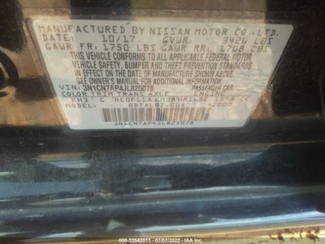 Photo 8 VIN: 3N1CN7AP4JL825078 - NISSAN VERSA SEDAN 