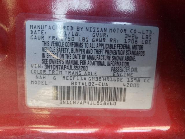 Photo 12 VIN: 3N1CN7AP4JL858260 - NISSAN VERSA S 