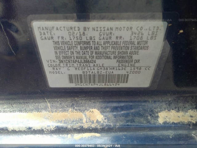 Photo 8 VIN: 3N1CN7AP4JL866424 - NISSAN VERSA SEDAN 