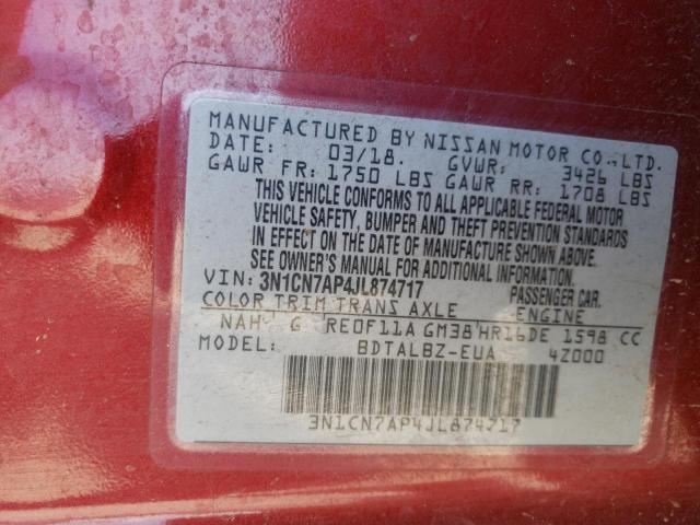 Photo 12 VIN: 3N1CN7AP4JL874717 - NISSAN VERSA S 