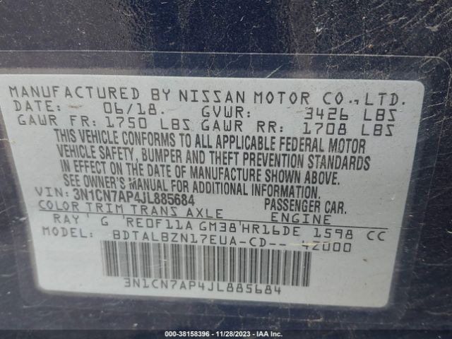 Photo 8 VIN: 3N1CN7AP4JL885684 - NISSAN VERSA 