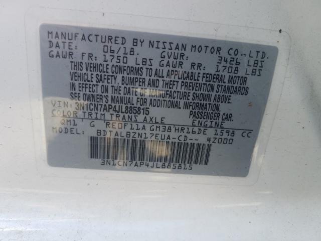 Photo 9 VIN: 3N1CN7AP4JL885815 - NISSAN VERSA S 