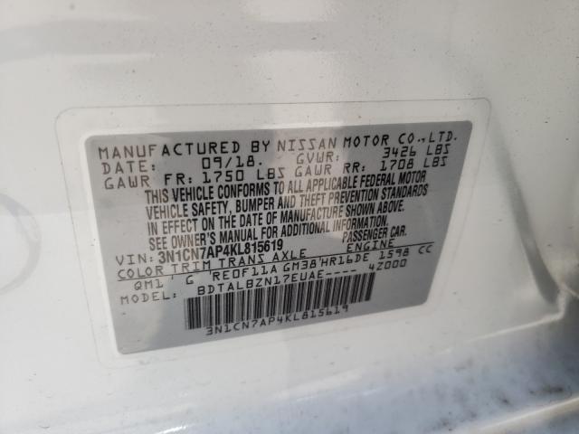 Photo 9 VIN: 3N1CN7AP4KL815619 - NISSAN VERSA S 