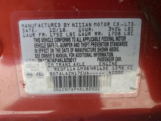 Photo 12 VIN: 3N1CN7AP4KL825017 - NISSAN VERSA S 