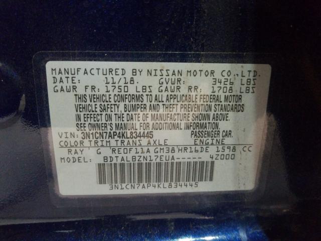 Photo 9 VIN: 3N1CN7AP4KL834445 - NISSAN VERSA S 