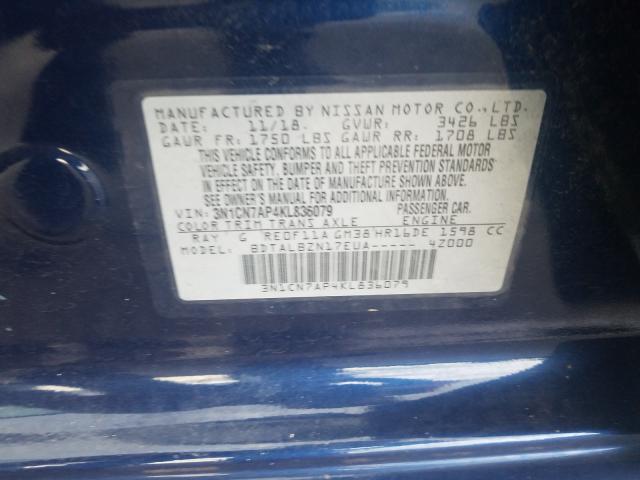 Photo 9 VIN: 3N1CN7AP4KL836079 - NISSAN VERSA S 