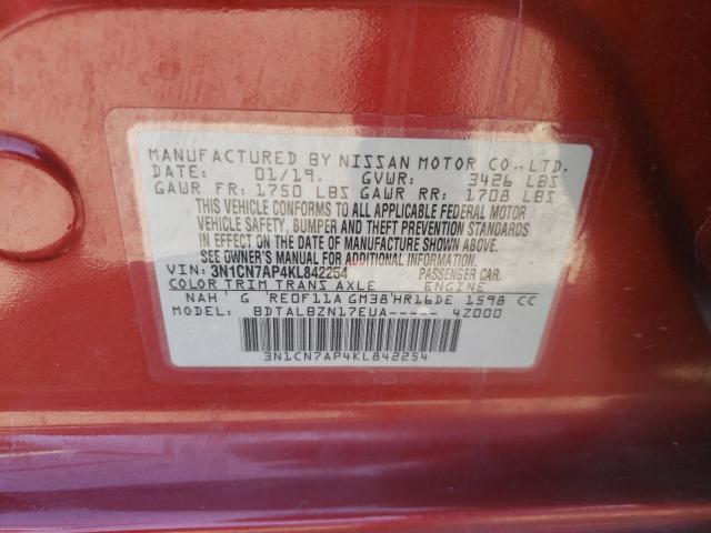 Photo 9 VIN: 3N1CN7AP4KL842254 - NISSAN VERSA S 