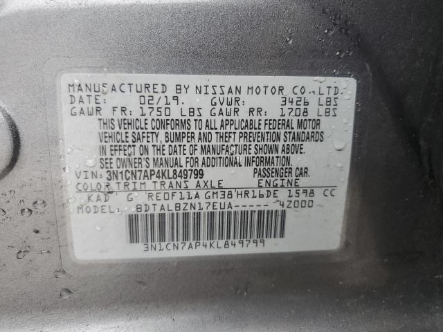 Photo 11 VIN: 3N1CN7AP4KL849799 - NISSAN VERSA 