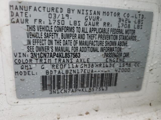 Photo 9 VIN: 3N1CN7AP4KL857563 - NISSAN VERSA S 