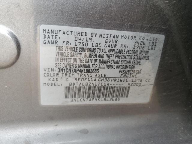 Photo 12 VIN: 3N1CN7AP4KL863685 - NISSAN VERSA S 