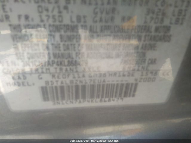 Photo 8 VIN: 3N1CN7AP4KL868479 - NISSAN VERSA SEDAN 