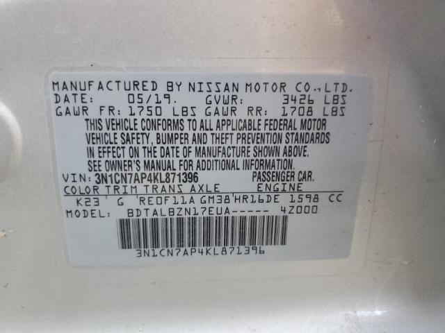 Photo 11 VIN: 3N1CN7AP4KL871396 - NISSAN VERSA 