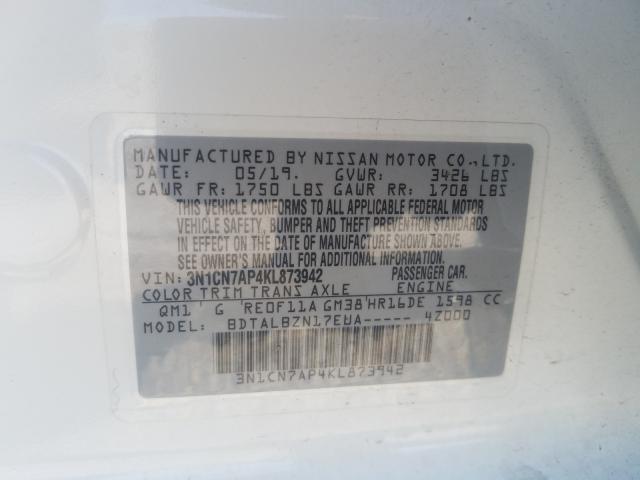 Photo 9 VIN: 3N1CN7AP4KL873942 - NISSAN VERSA S 