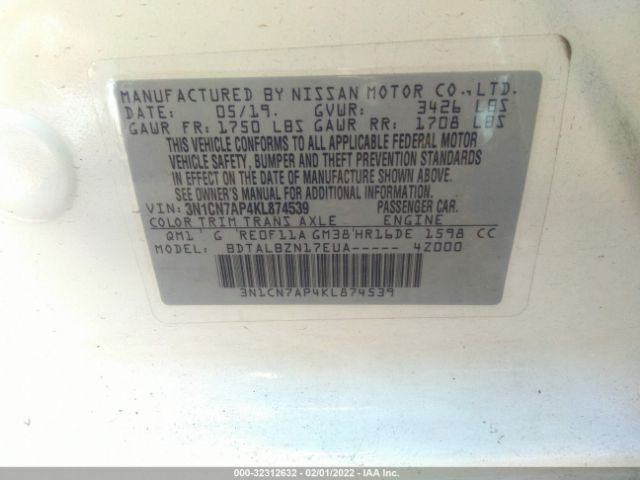 Photo 8 VIN: 3N1CN7AP4KL874539 - NISSAN VERSA SEDAN 