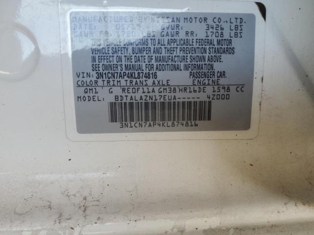 Photo 11 VIN: 3N1CN7AP4KL874816 - NISSAN VERSA 