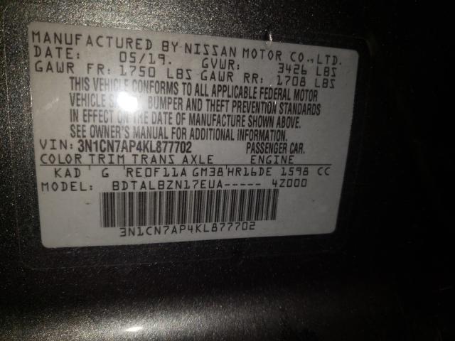 Photo 9 VIN: 3N1CN7AP4KL877702 - NISSAN VERSA S 