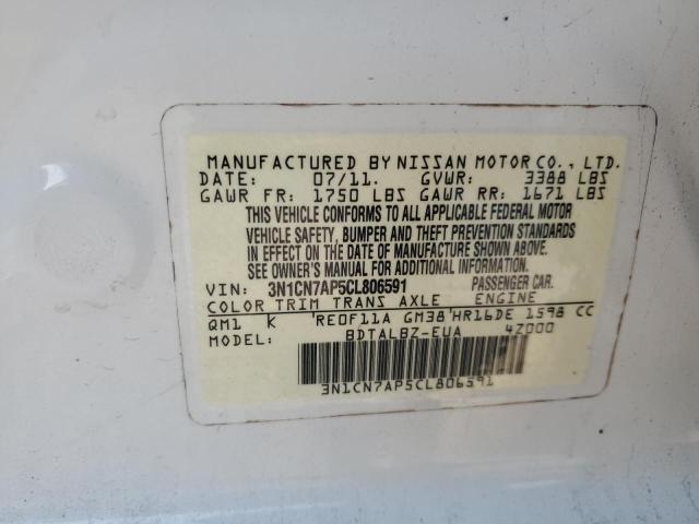 Photo 11 VIN: 3N1CN7AP5CL806591 - NISSAN VERSA 