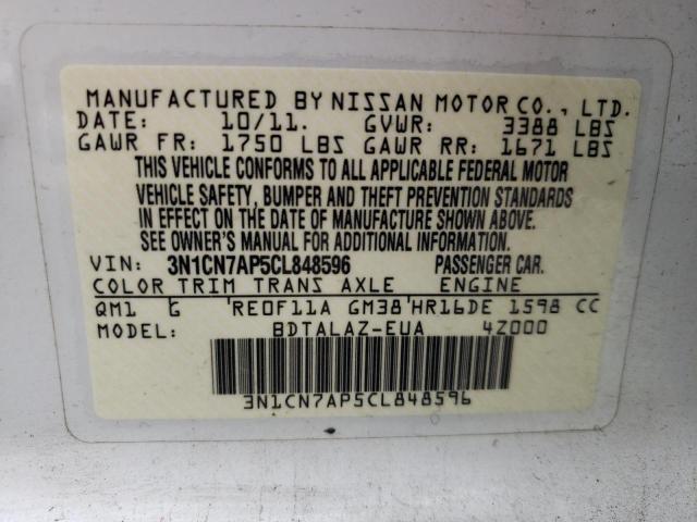 Photo 12 VIN: 3N1CN7AP5CL848596 - NISSAN VERSA 