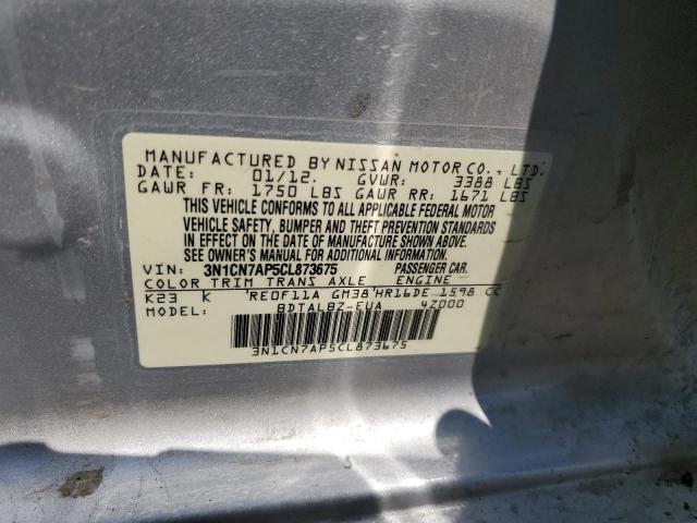 Photo 11 VIN: 3N1CN7AP5CL873675 - NISSAN VERSA S 