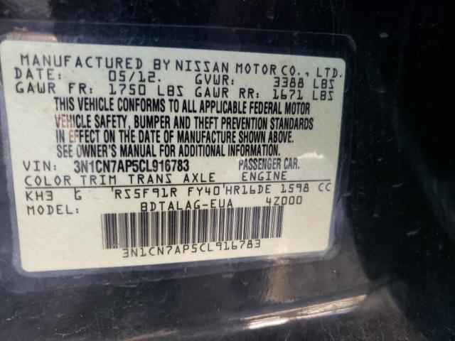 Photo 9 VIN: 3N1CN7AP5CL916783 - NISSAN VERSA S 