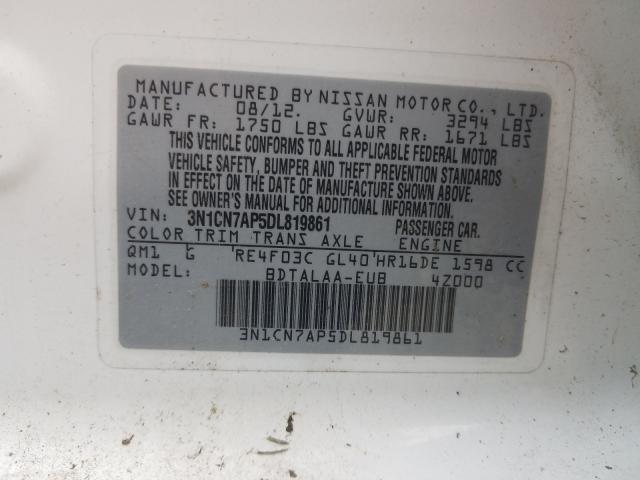 Photo 9 VIN: 3N1CN7AP5DL819861 - NISSAN VERSA S 