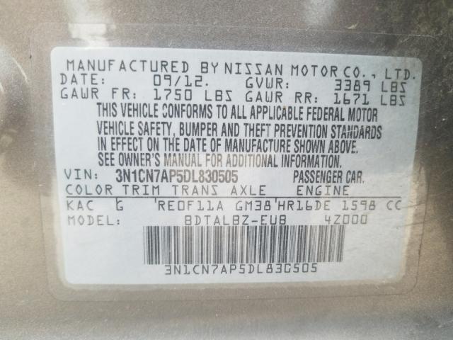 Photo 9 VIN: 3N1CN7AP5DL830505 - NISSAN VERSA S 