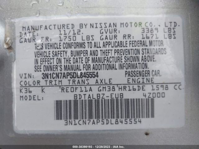 Photo 8 VIN: 3N1CN7AP5DL845554 - NISSAN VERSA 