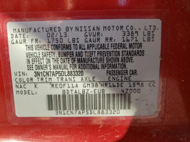 Photo 9 VIN: 3N1CN7AP5DL883320 - NISSAN VERSA S 