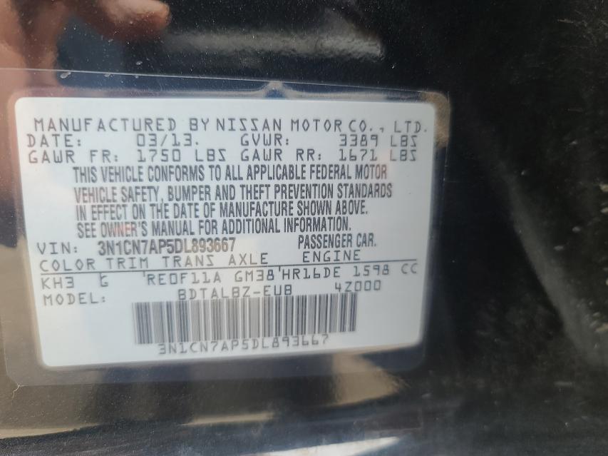 Photo 9 VIN: 3N1CN7AP5DL893667 - NISSAN VERSA 