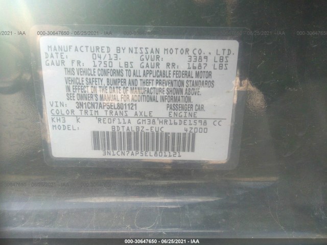 Photo 8 VIN: 3N1CN7AP5EL801121 - NISSAN VERSA 