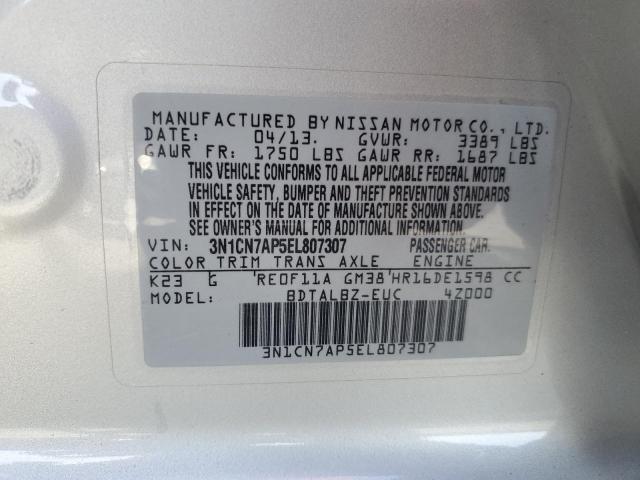 Photo 11 VIN: 3N1CN7AP5EL807307 - NISSAN VERSA S 