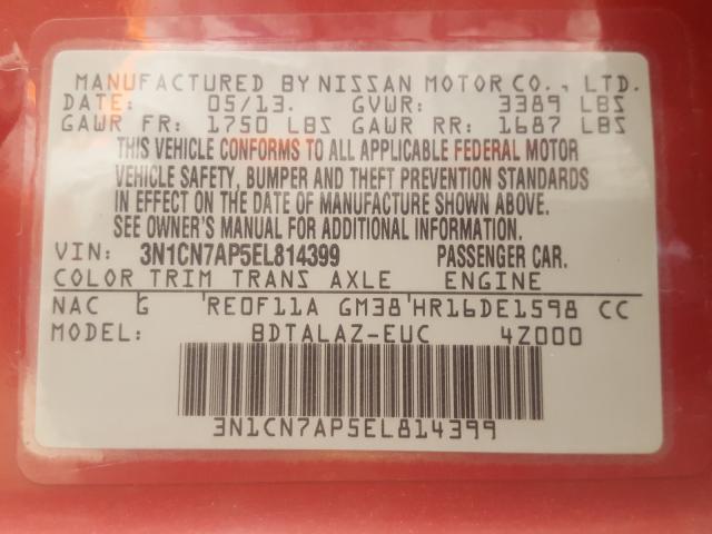 Photo 9 VIN: 3N1CN7AP5EL814399 - NISSAN VERSA S 