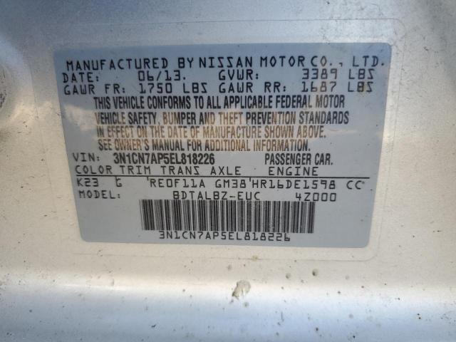 Photo 11 VIN: 3N1CN7AP5EL818226 - NISSAN VERSA S 