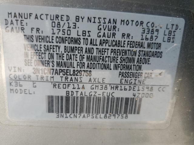 Photo 9 VIN: 3N1CN7AP5EL829758 - NISSAN VERSA S 