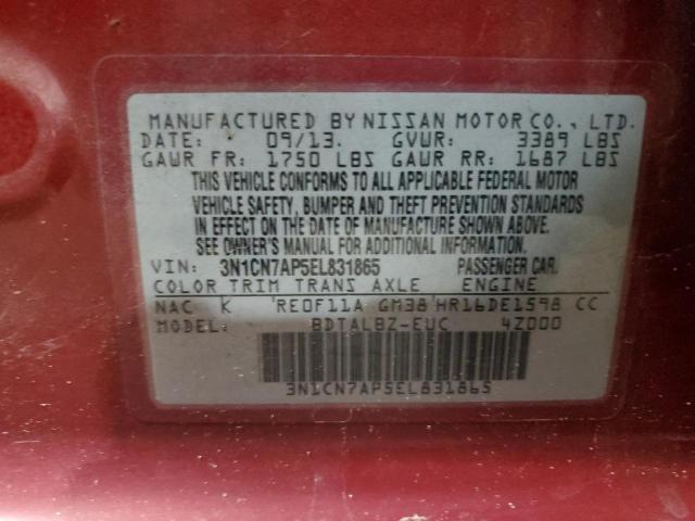 Photo 9 VIN: 3N1CN7AP5EL831865 - NISSAN VERSA S 