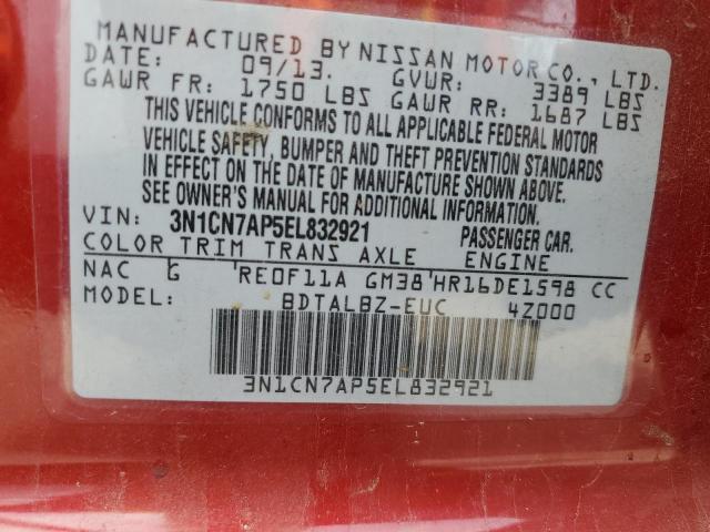 Photo 11 VIN: 3N1CN7AP5EL832921 - NISSAN VERSA S 