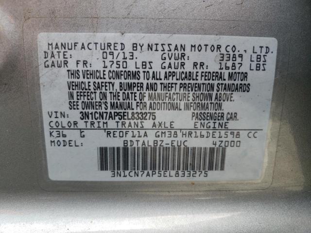 Photo 11 VIN: 3N1CN7AP5EL833275 - NISSAN VERSA 