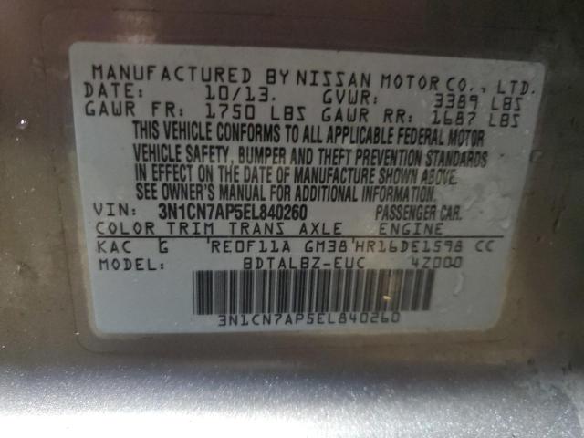 Photo 11 VIN: 3N1CN7AP5EL840260 - NISSAN VERSA S 