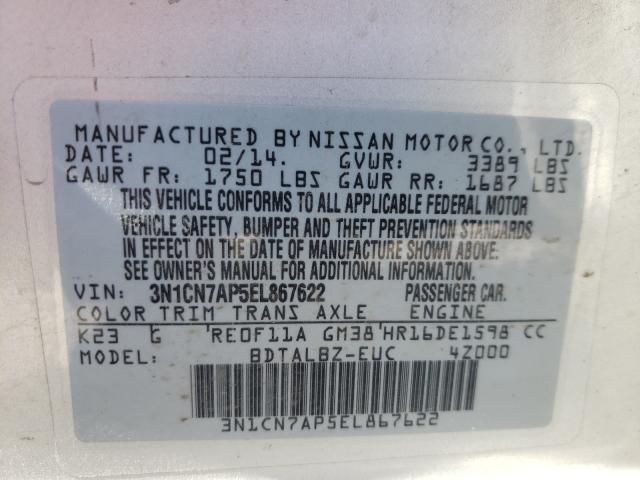 Photo 9 VIN: 3N1CN7AP5EL867622 - NISSAN VERSA S 