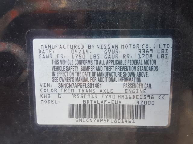 Photo 9 VIN: 3N1CN7AP5FL801461 - NISSAN VERSA S 