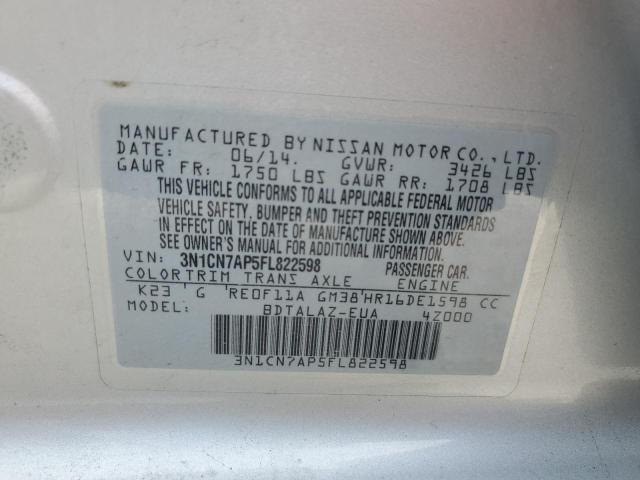 Photo 11 VIN: 3N1CN7AP5FL822598 - NISSAN VERSA S 