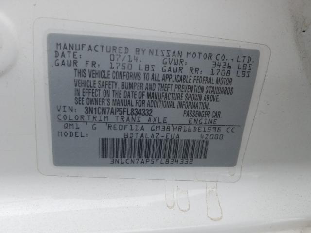 Photo 9 VIN: 3N1CN7AP5FL834332 - NISSAN VERSA S 