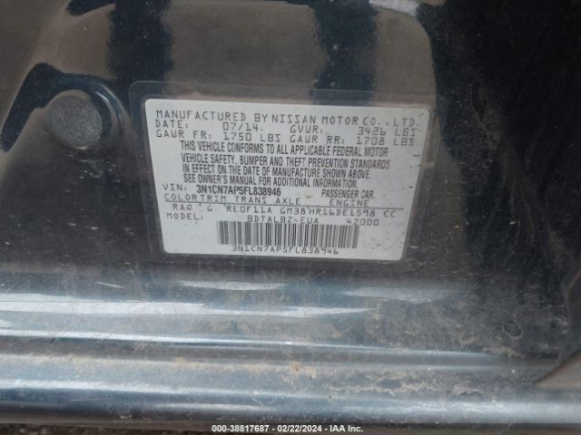 Photo 8 VIN: 3N1CN7AP5FL838946 - NISSAN VERSA 