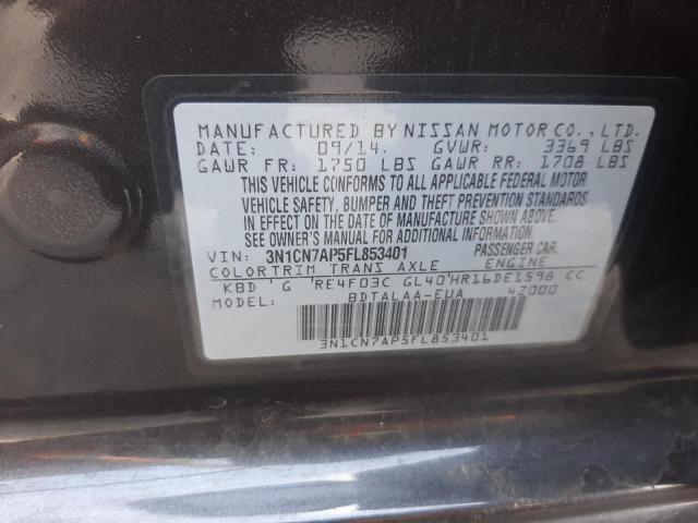 Photo 9 VIN: 3N1CN7AP5FL853401 - NISSAN VERSA S 