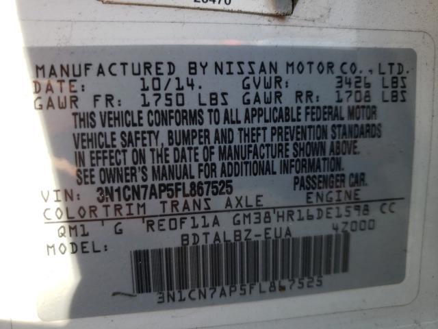 Photo 9 VIN: 3N1CN7AP5FL867525 - NISSAN VERSA S 