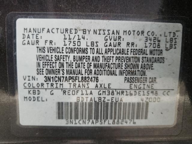 Photo 9 VIN: 3N1CN7AP5FL882476 - NISSAN VERSA S 