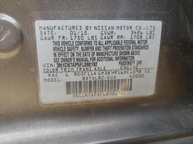 Photo 9 VIN: 3N1CN7AP5FL898192 - NISSAN VERSA S 