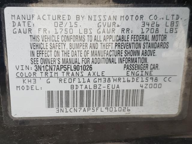 Photo 9 VIN: 3N1CN7AP5FL901026 - NISSAN VERSA S 