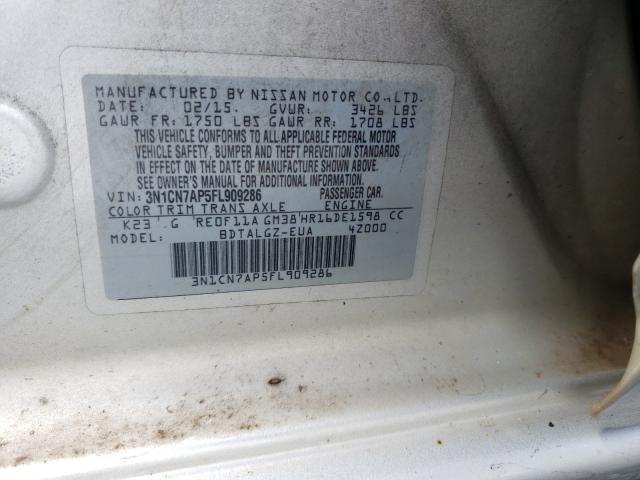 Photo 9 VIN: 3N1CN7AP5FL909286 - NISSAN VERSA S 